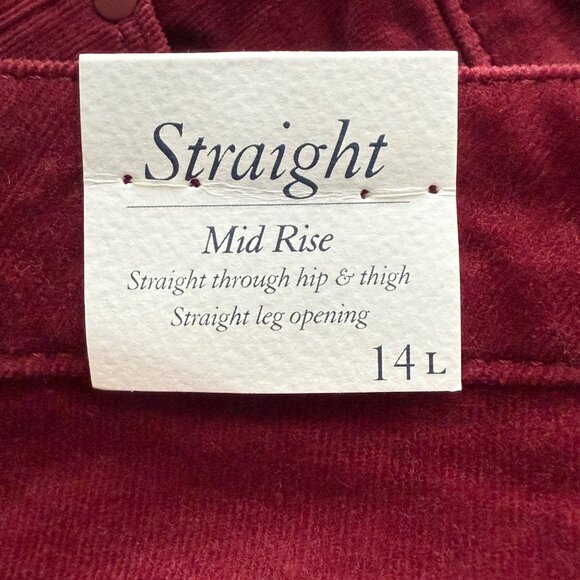 Croft & Barrow Womens Corduroy Straight Mid-Rise Pants Size 14L Stretch Red NWT - Picture 5 of 5